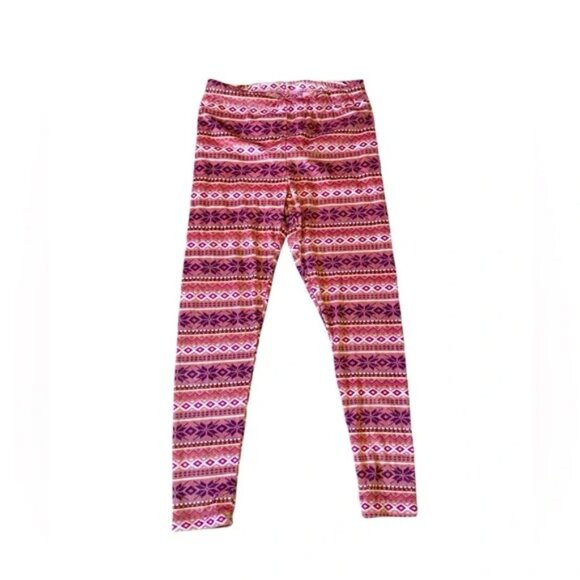 Climateright by Cuddl Duds Pink Purple Aztec Fair Isle Super Soft Lounge Pants - Picture 2 of 7